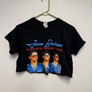 Gildan Black Graphic Crop Top Jonas Brothers size small periwinkle